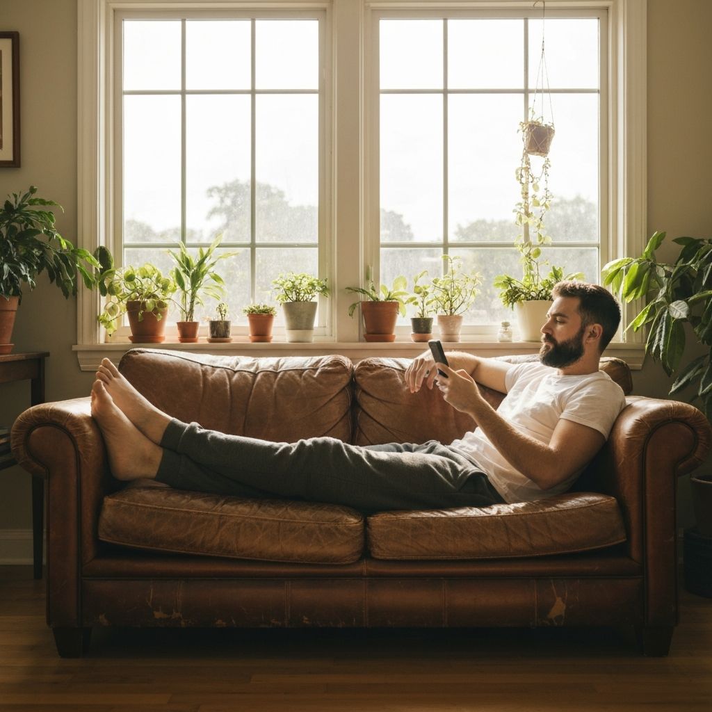 Person relaxing while earning passive income from their phone